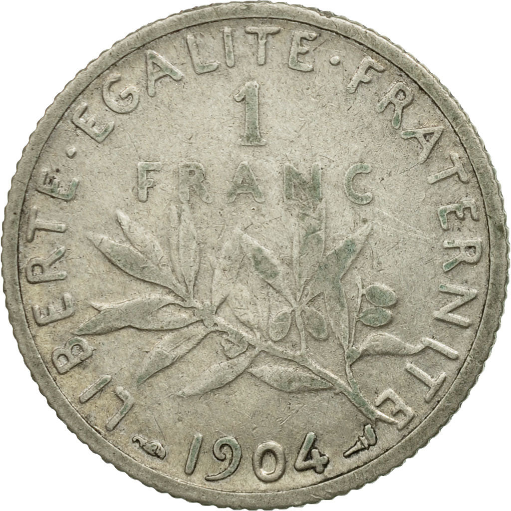 Moneta, Francja, Semeuse, Franc, 1904, Paris, VF(30-35), Srebro, KM:844.1