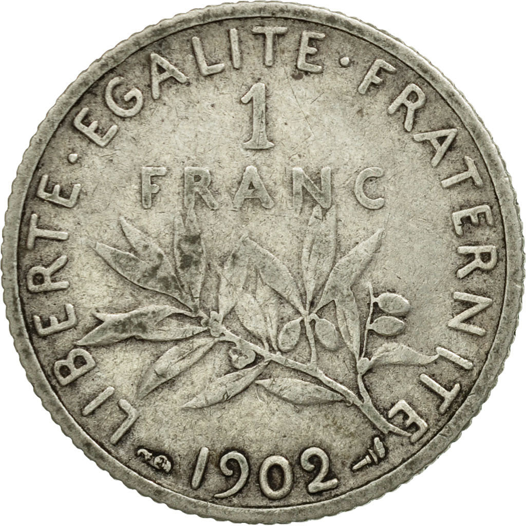 Coin, France, Semeuse, Franc, 1902, Paris, EF(40-45), Silver, KM:844.1
