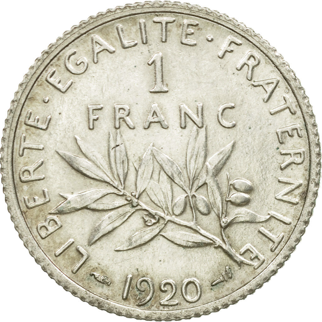 Coin, France, Semeuse, Franc, 1920, Paris, EF(40-45), Silver, KM:844.1