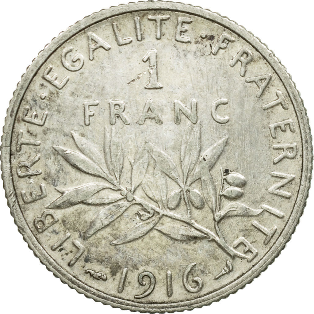Coin, France, Semeuse, Franc, 1916, Paris, EF(40-45), Silver, KM:844.1