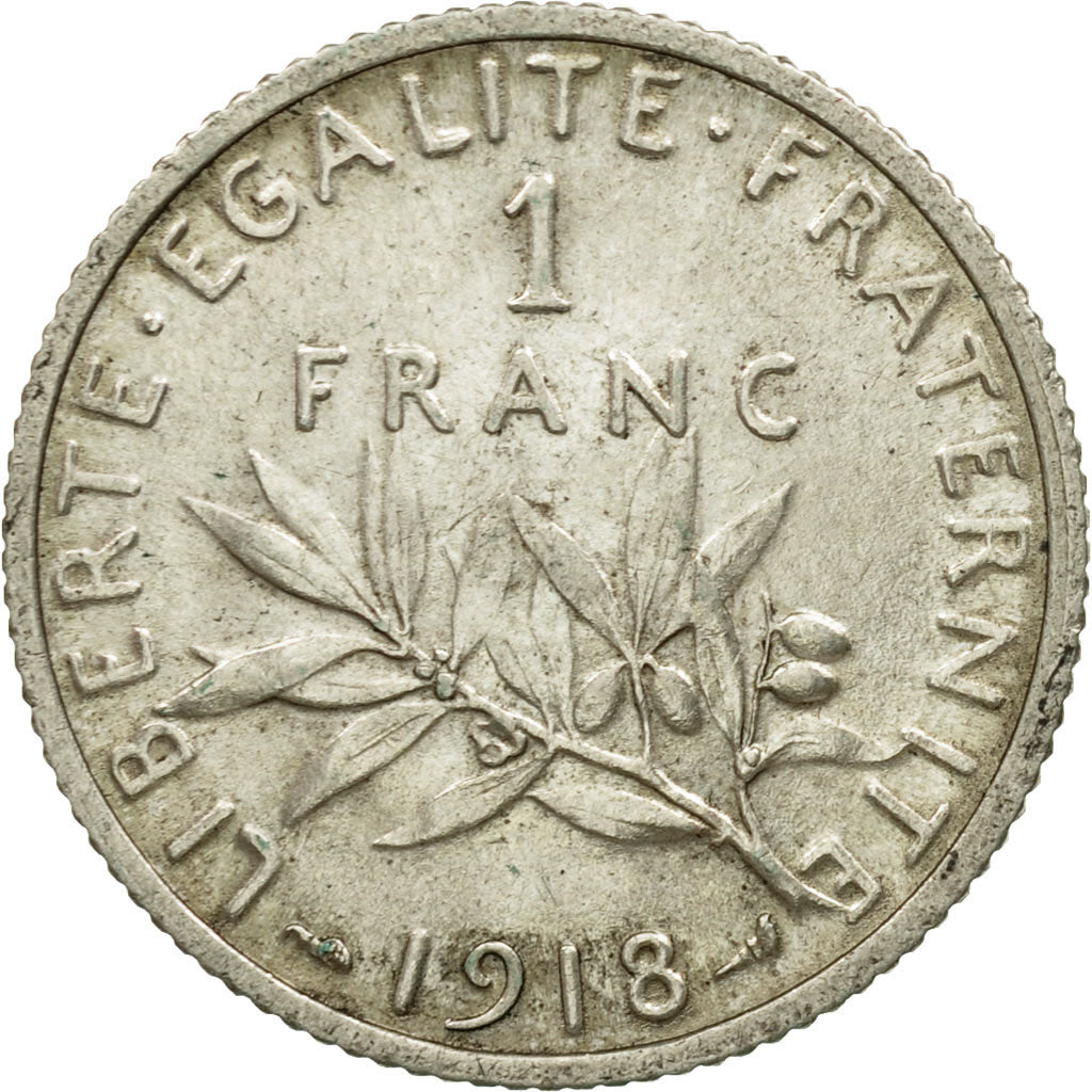 Coin, France, Semeuse, Franc, 1918, Paris, VF(30-35), Silver, KM:844.1