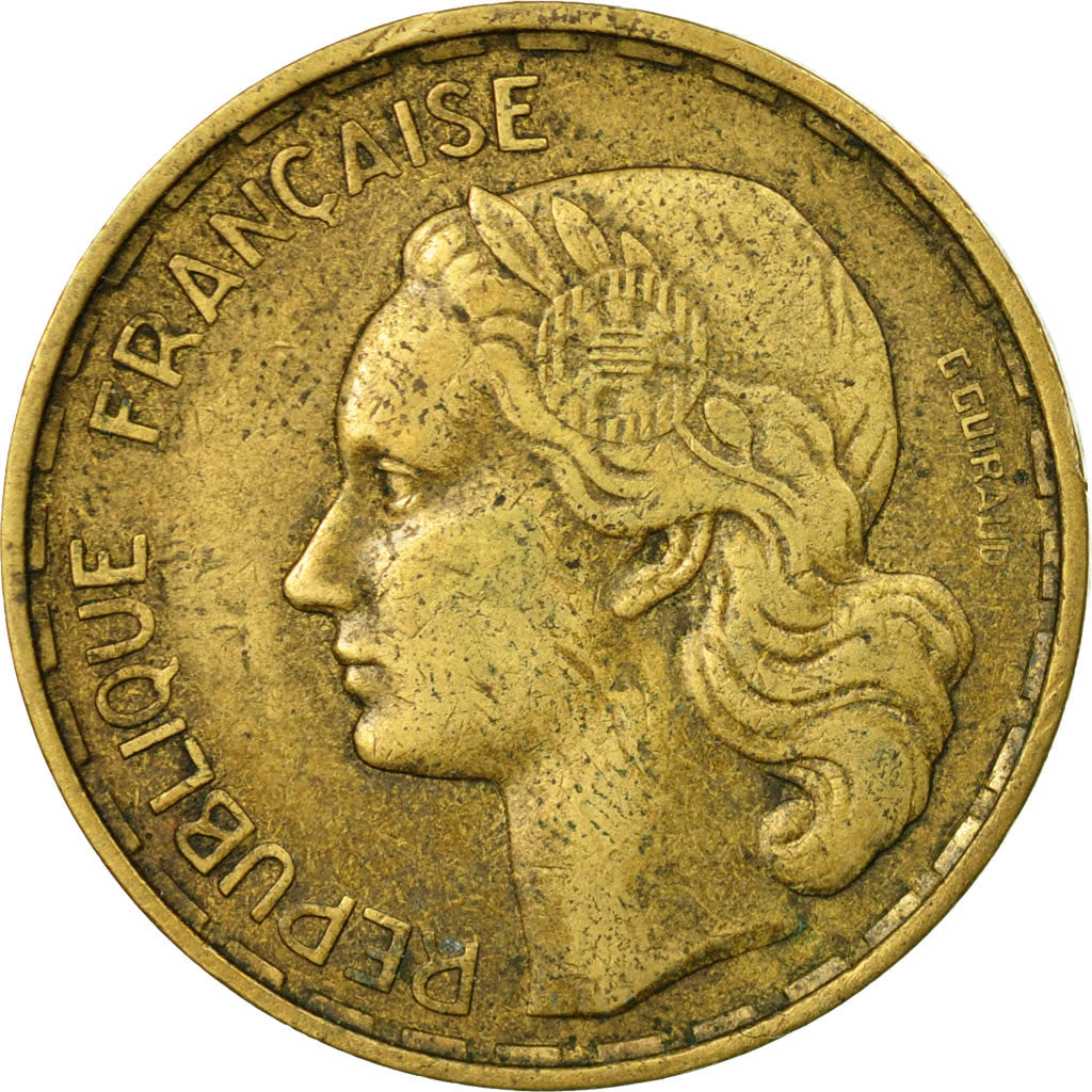 Moneda, Francia, Guiraud, 50 Francs, 1954, Paris, MBC, Aluminio - bronce