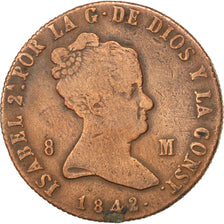 SPAIN, 8 Maravedis, 1842, Jubia, KM #531.2, VF(30-35), Copper, 11.13