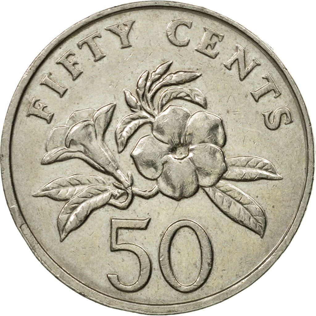 Coin, Singapore, 50 Cents, 1993, Singapore Mint, EF(40-45), Copper-nickel
