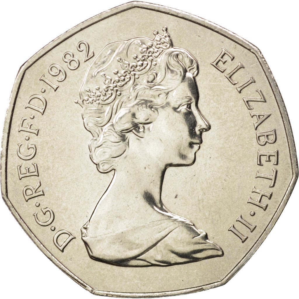 GREAT BRITAIN, 50 Pence, 1982, KM #932, MS(63), Copper-Nickel, 30, 13.67