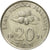 Coin, Malaysia, 20 Sen, 1991, AU(55-58), Copper-nickel, KM:52
