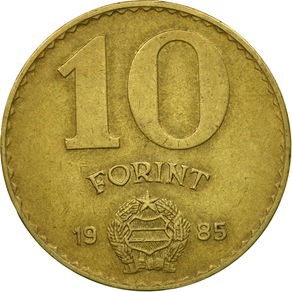 Coin, Hungary, 10 Forint, 1985, EF(40-45), Aluminum-Bronze, KM:636