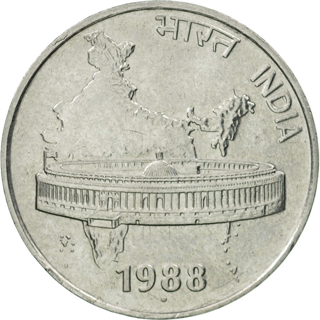 Coin, INDIA-REPUBLIC, 50 Paise, 1988, EF(40-45), Stainless Steel, KM:69