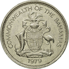 Moneda, Bahamas, Elizabeth II, 25 Cents, 1979, Franklin Mint, MBC, Níquel