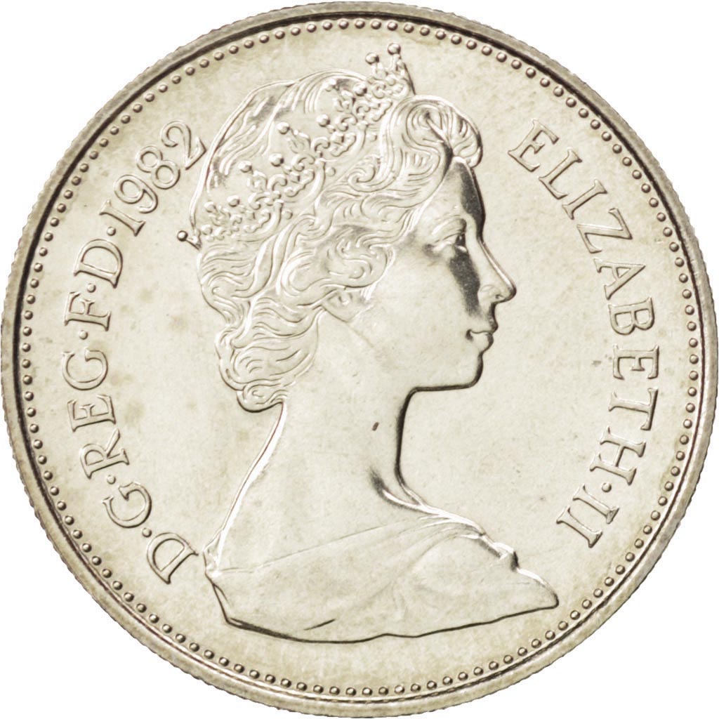 GREAT BRITAIN, 5 Pence, 1982, KM #929, MS(63), Copper-Nickel, 23.59, 5.56