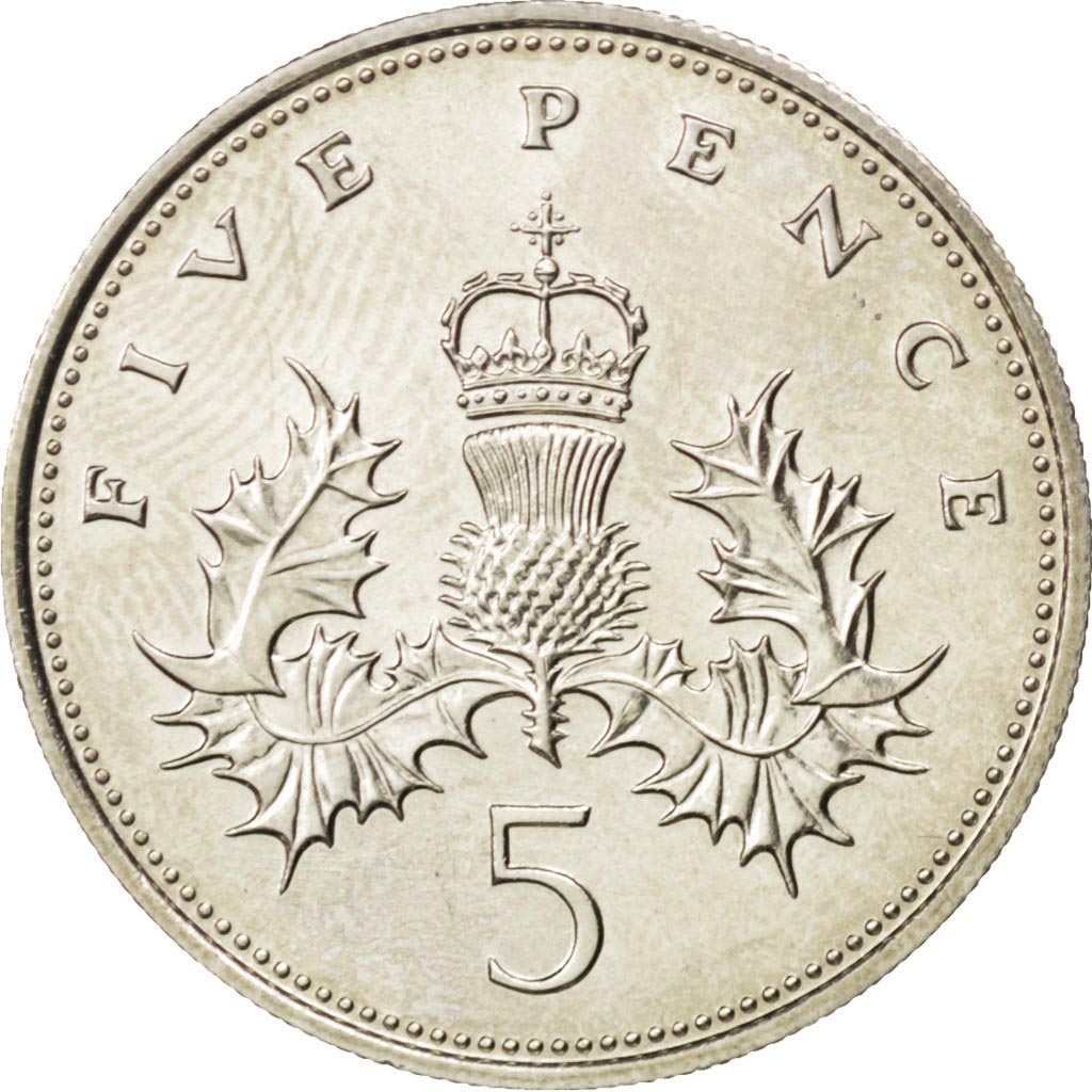 GREAT BRITAIN, 5 Pence, 1982, KM #929, MS(63), Copper-Nickel, 23.59, 5.56