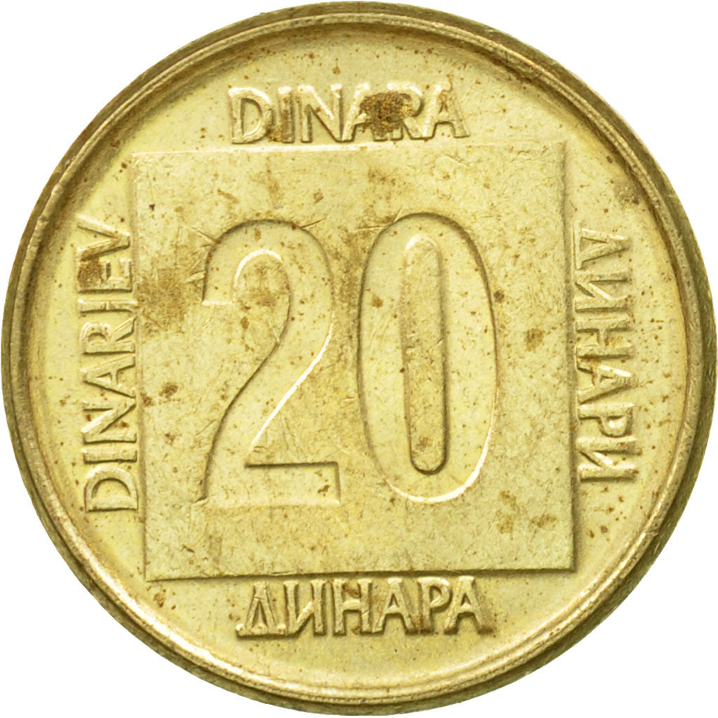 Coin, Yugoslavia, 20 Dinara, 1989, EF(40-45), Brass, KM:132
