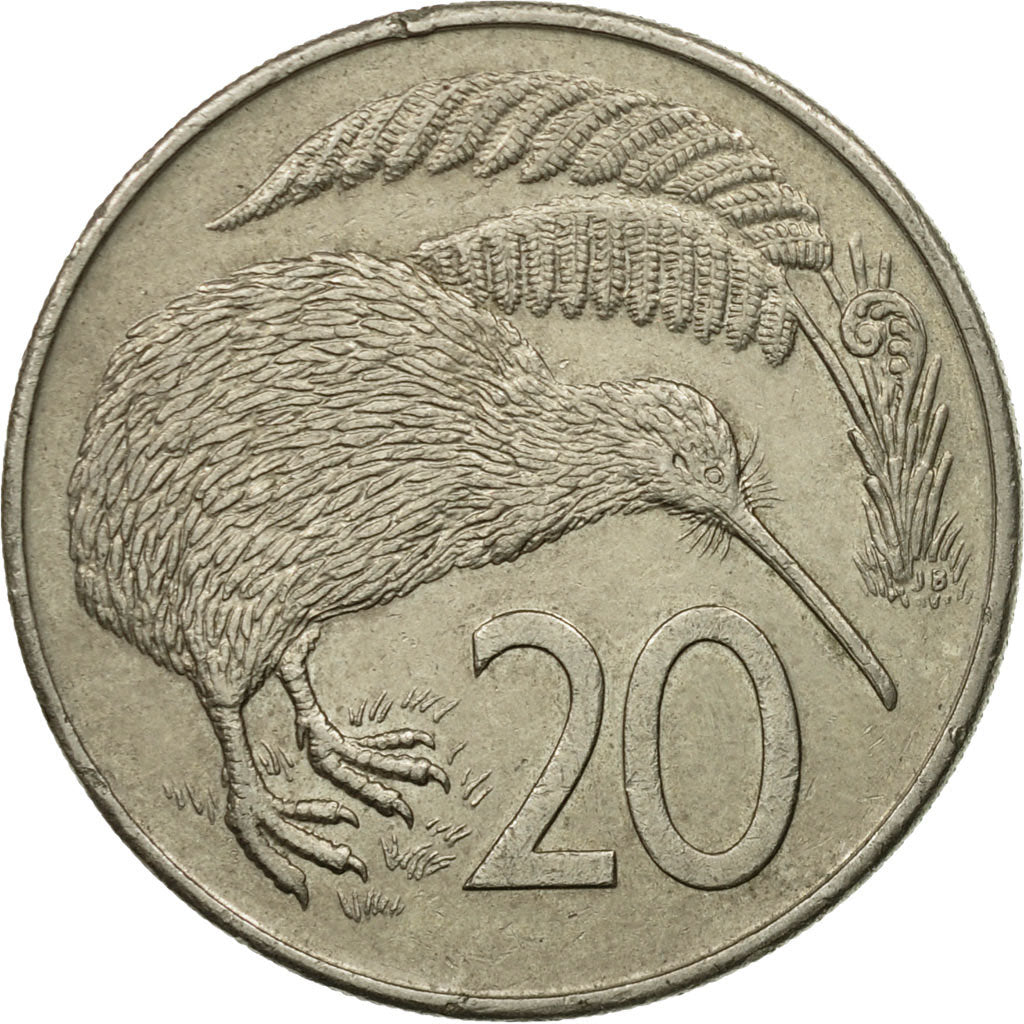 Coin, New Zealand, Elizabeth II, 20 Cents, 1982, EF(40-45), Copper-nickel