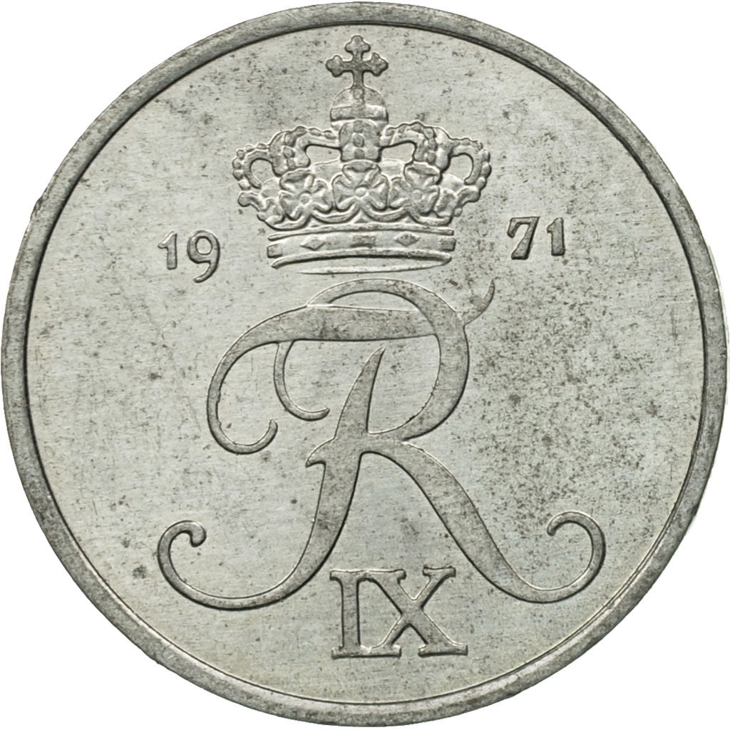 Moneta, Danimarca, Frederik IX, 2 Öre, 1971, Copenhagen, BB, Zinco, KM:840.2