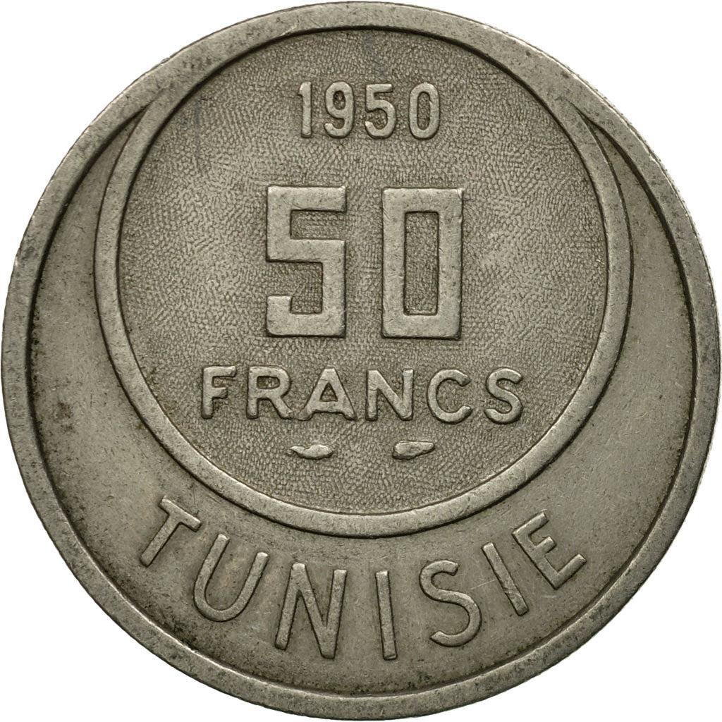 Coin, Tunisia, Muhammad al-Amin Bey, 50 Francs, 1950, Paris, EF(40-45)