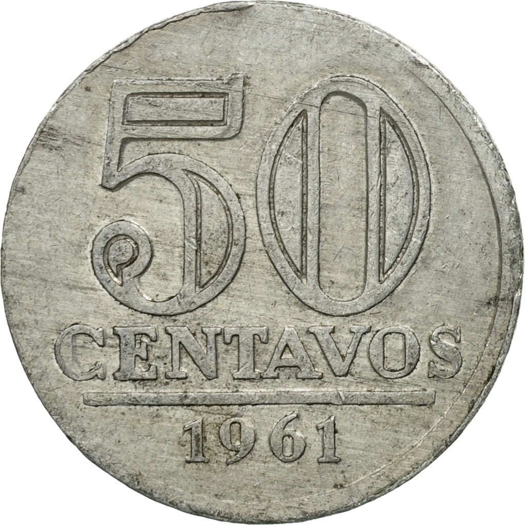 Coin, Brazil, 50 Centavos, 1961, EF(40-45), Aluminum, KM:569