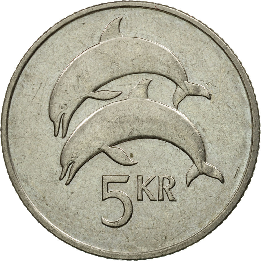 Coin, Iceland, 5 Kronur, 1992, EF(40-45), Copper-nickel, KM:28