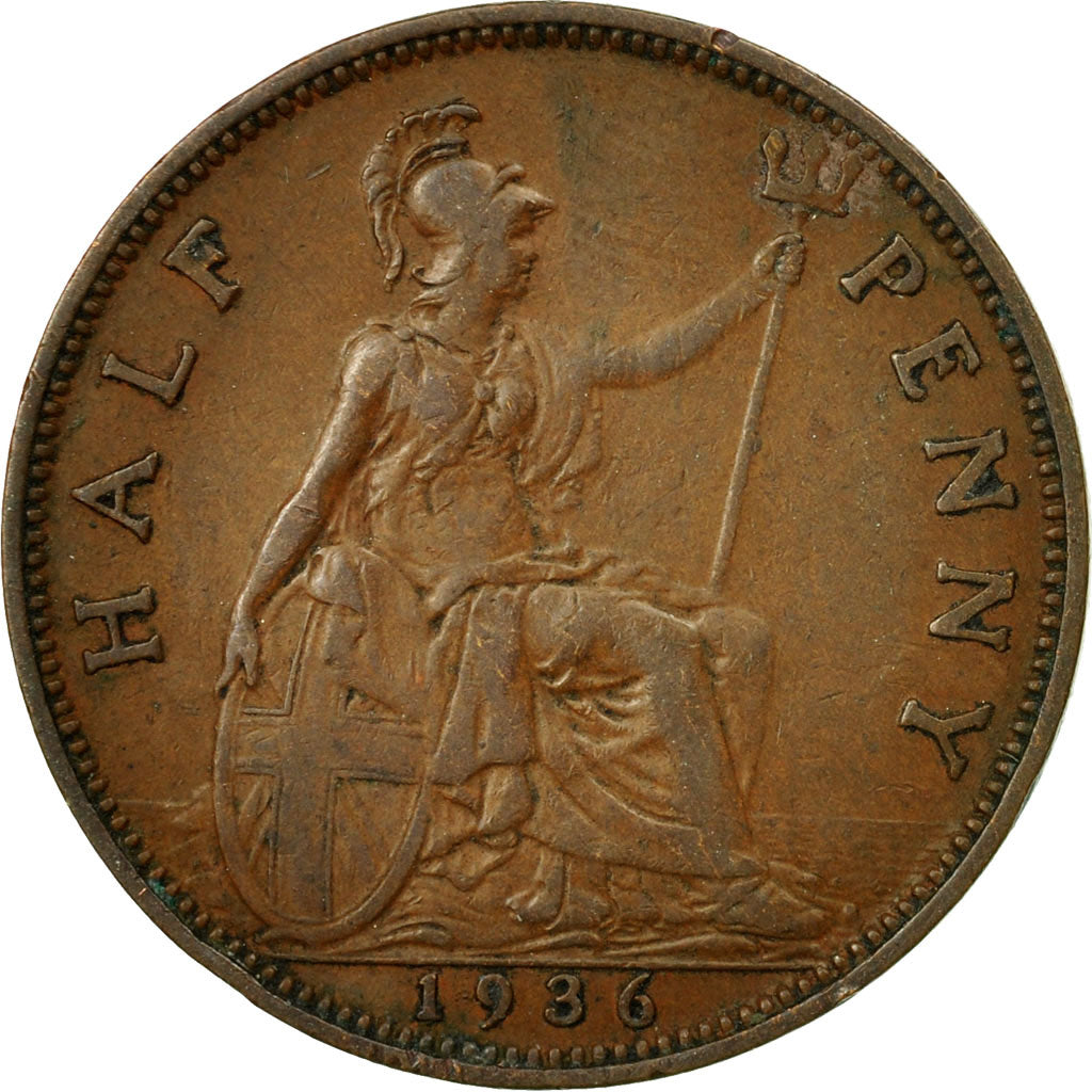 Coin, Great Britain, George V, 1/2 Penny, 1936, EF(40-45), Bronze, KM:837