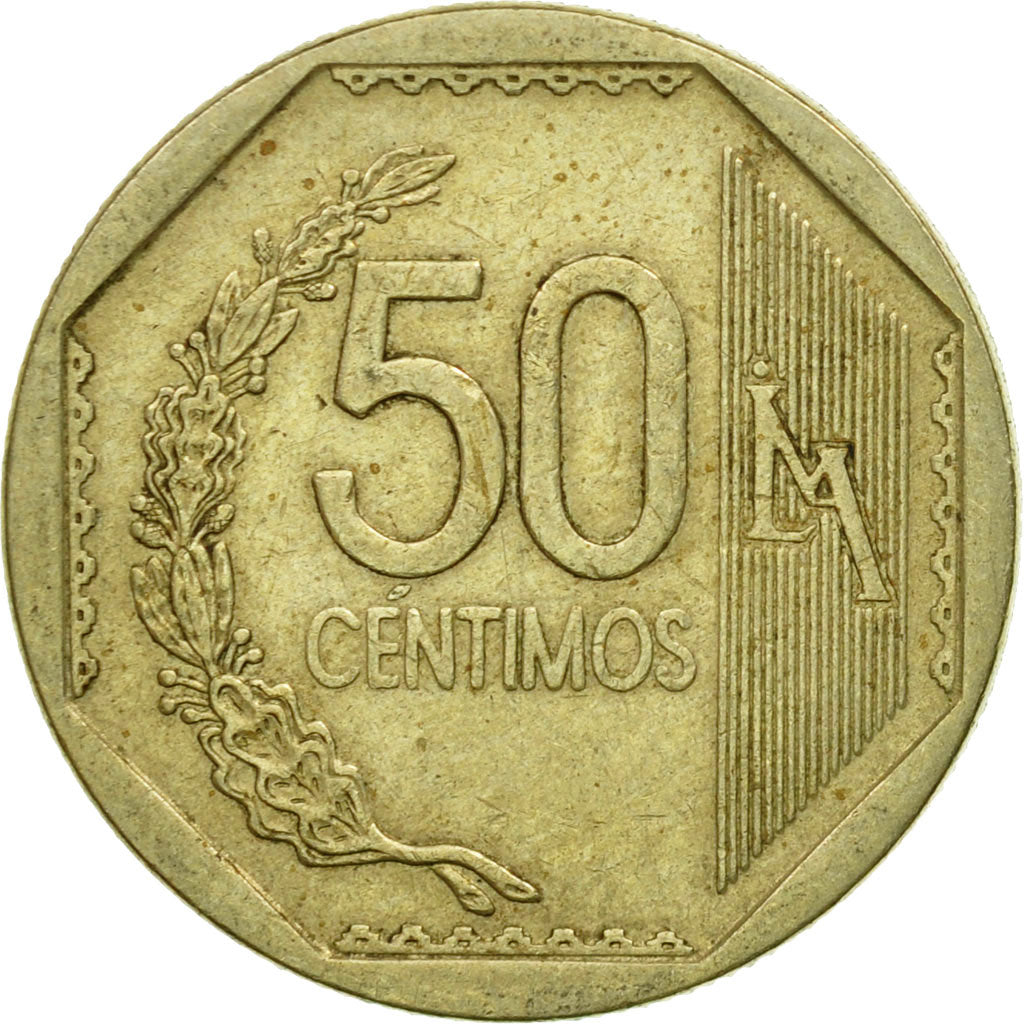 Coin, Peru, 50 Centimos, 2001, Lima, EF(40-45), Copper-Nickel-Zinc, KM:307.4