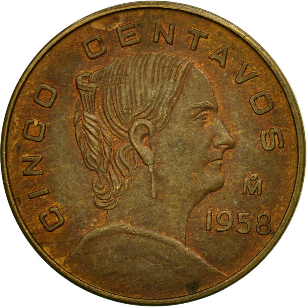 Coin, Mexico, 5 Centavos, 1958, Mexico City, EF(40-45), Brass, KM:426