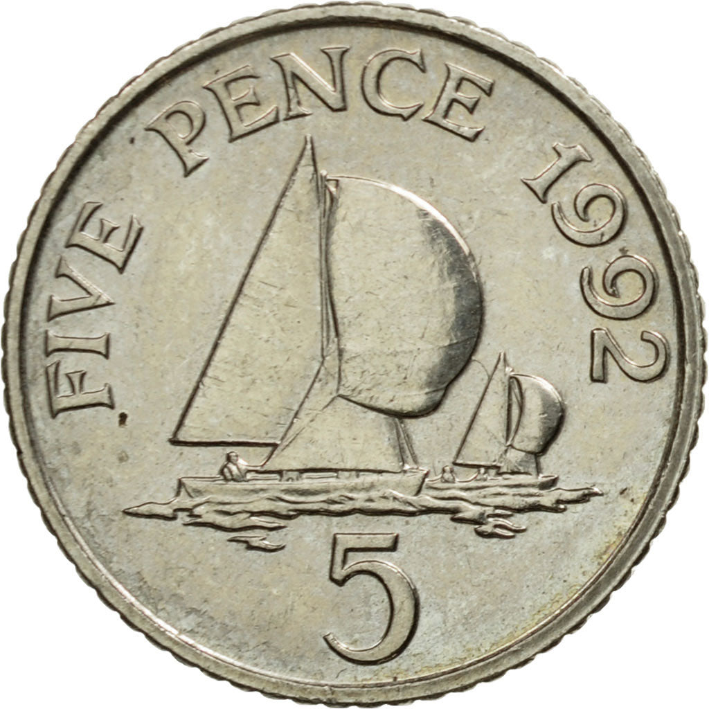 Coin, Guernsey, Elizabeth II, 5 Pence, 1992, British Royal Mint, EF(40-45)