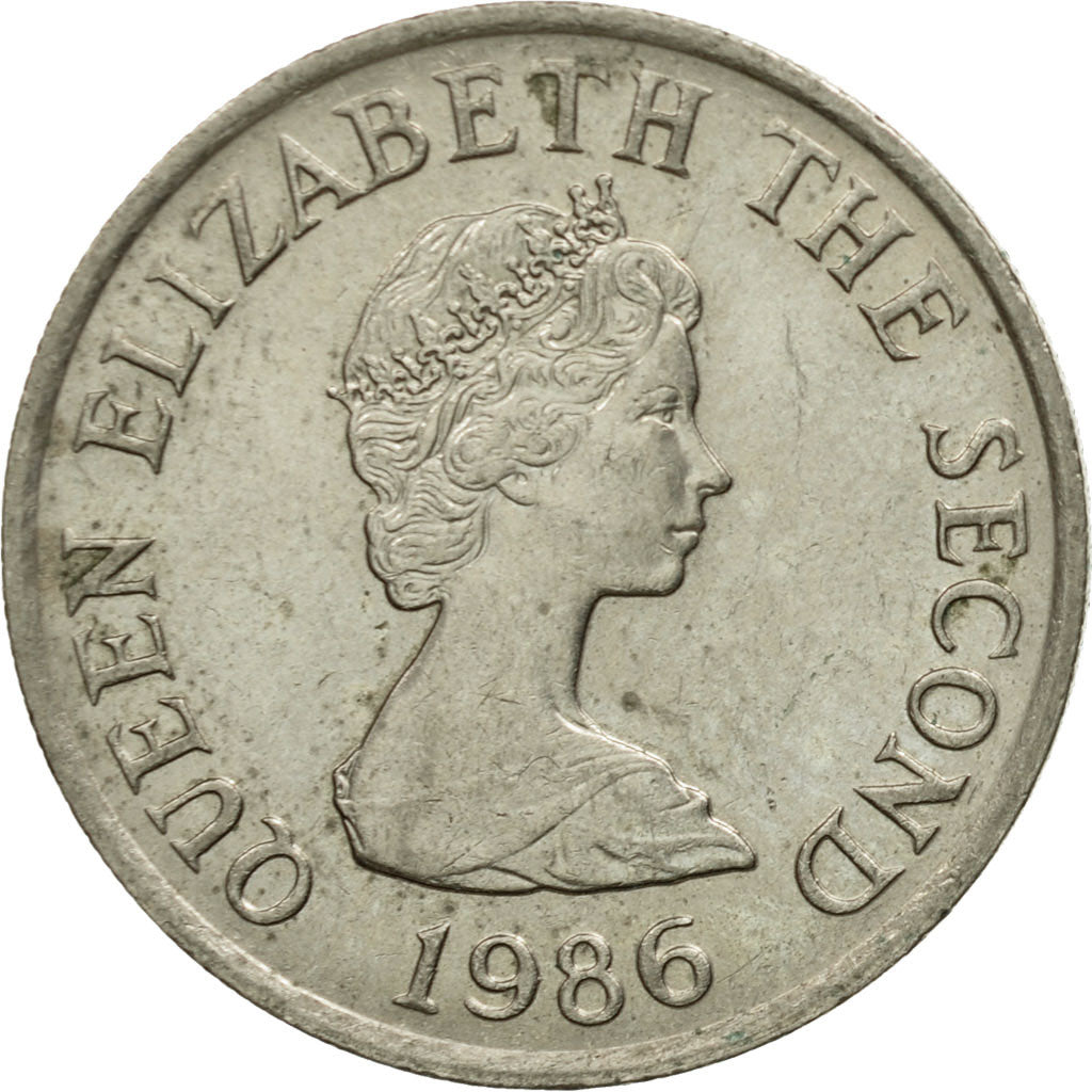 Coin, Jersey, Elizabeth II, 5 Pence, 1986, EF(40-45), Copper-nickel, KM:56.1