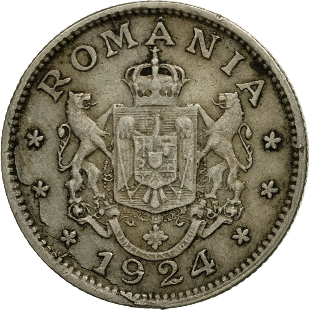 Coin, Romania, Ferdinand I, Leu, 1924, VF(30-35), Copper-nickel, KM:46