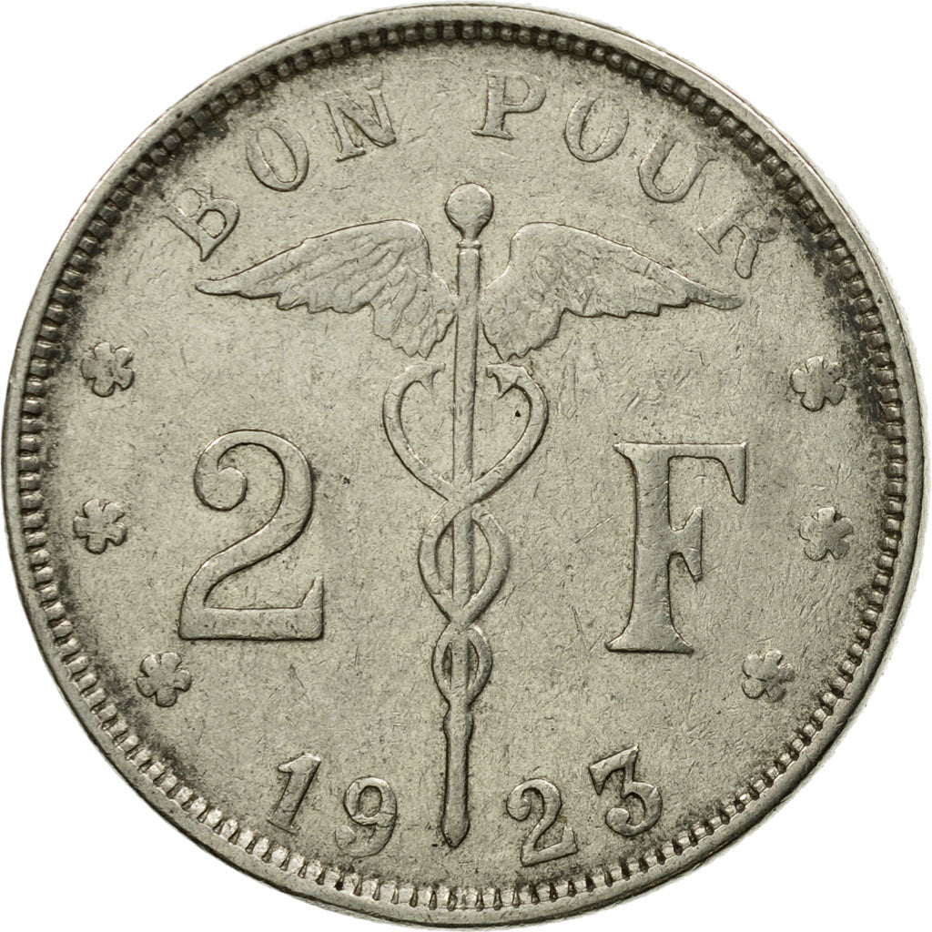 Coin, Belgium, 2 Francs, 2 Frank, 1923, EF(40-45), Nickel, KM:91.1