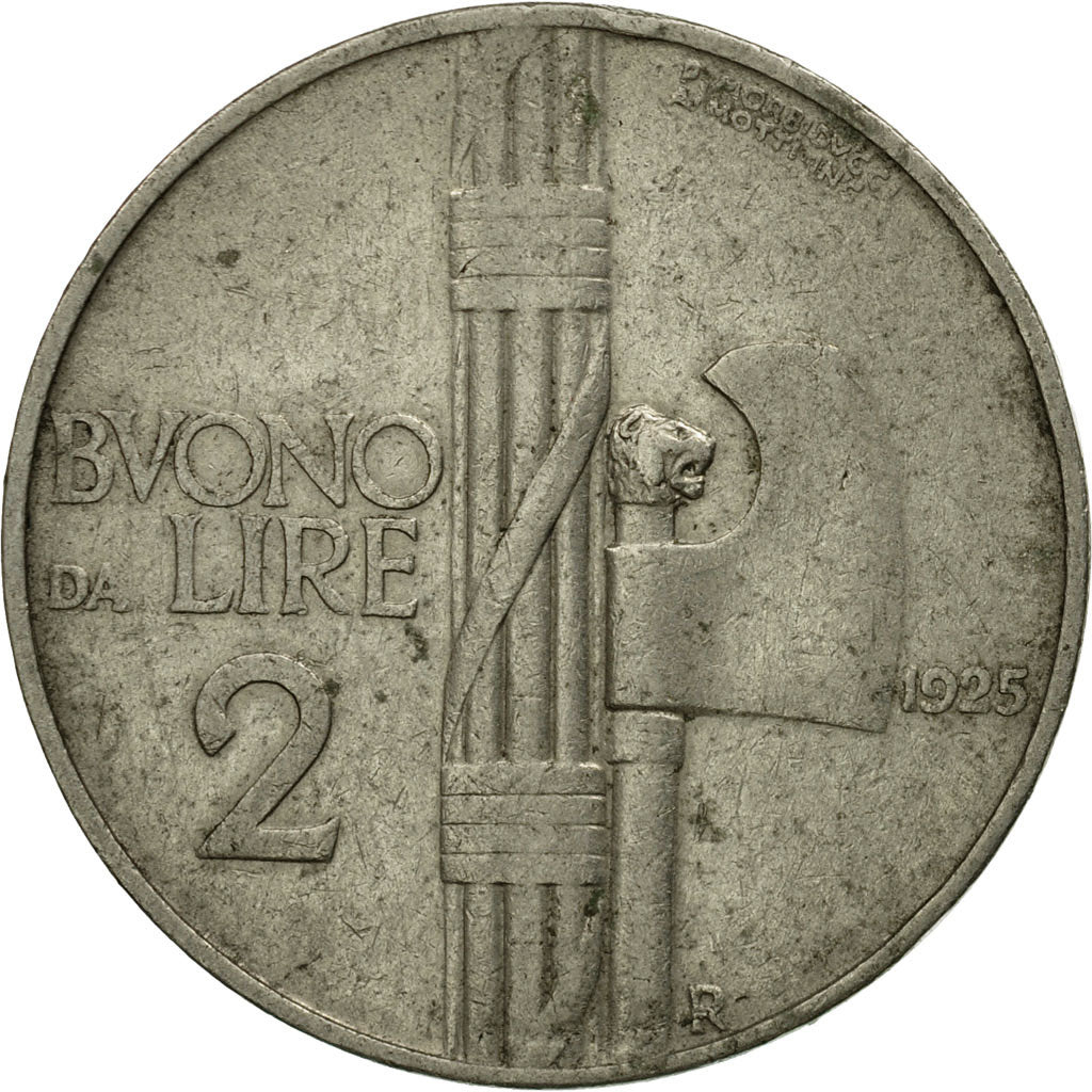 Coin, Italy, Vittorio Emanuele III, 2 Lire, 1925, Rome, EF(40-45), Nickel, KM:63
