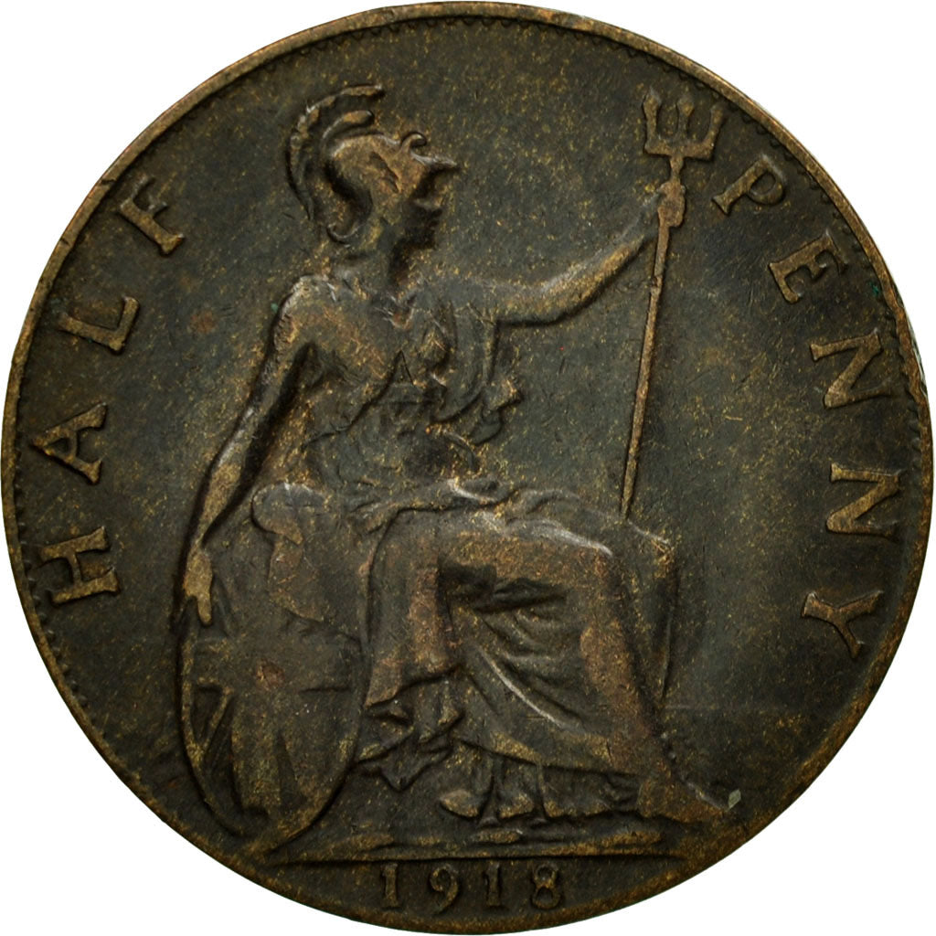 Moneda, Gran Bretaña, George V, Penny, 1918, BC+, Bronce, KM:810