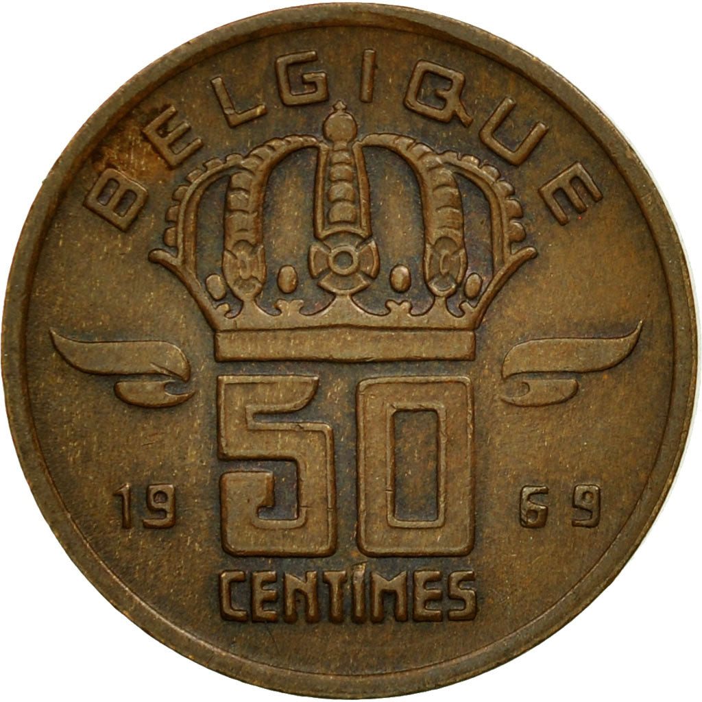 Coin, Belgium, Baudouin I, 50 Centimes, 1969, EF(40-45), Bronze, KM:148.2
