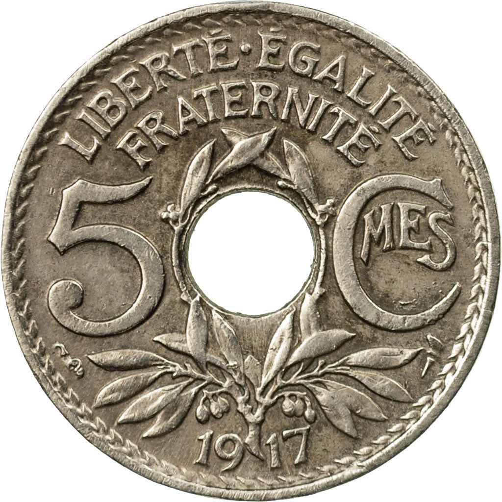 Coin, France, Lindauer, 5 Centimes, 1917, Paris, EF(40-45), Copper-nickel