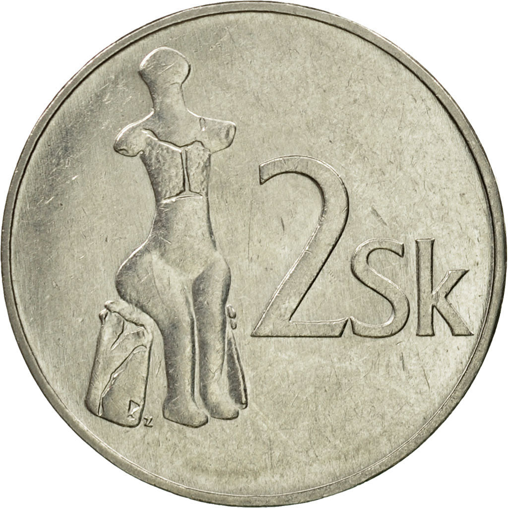 Monnaie, Slovaquie, 2 Koruna, 1993, TTB, Nickel plated steel, KM:13
