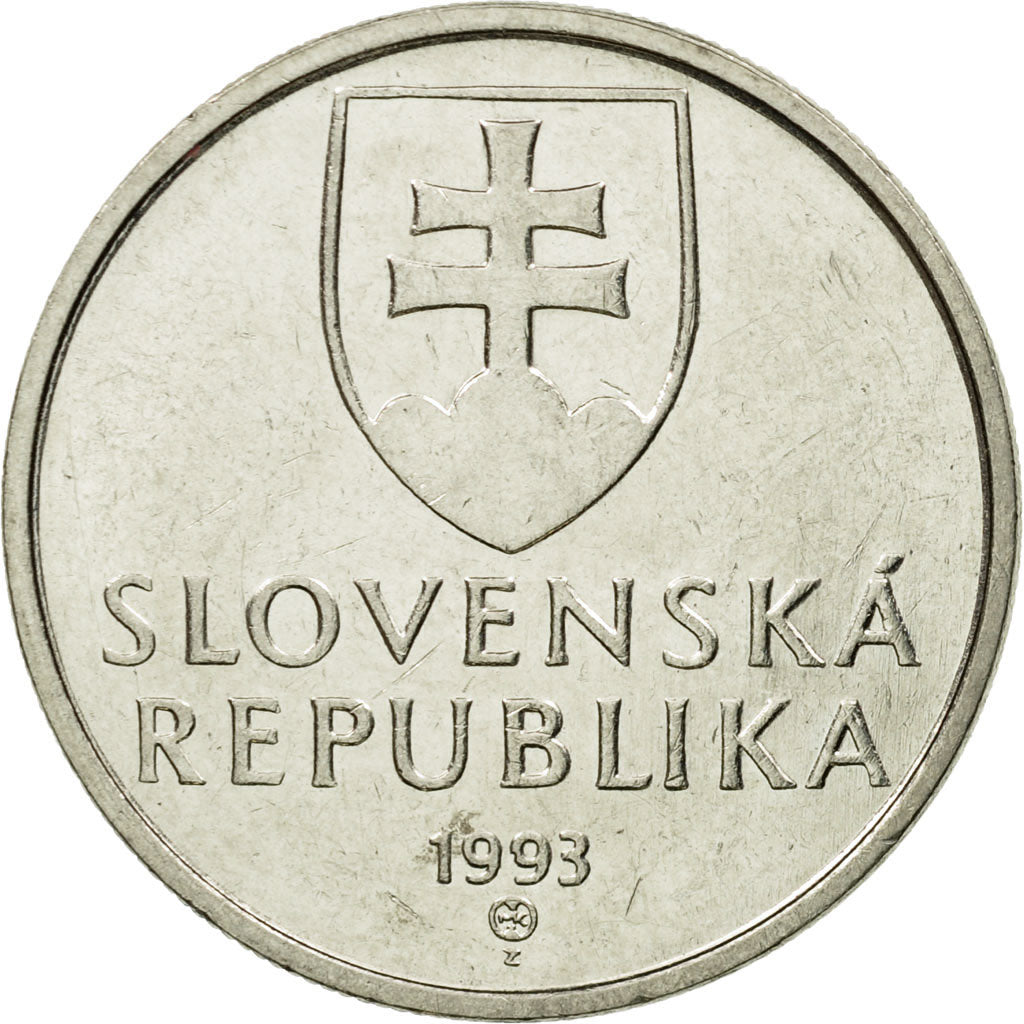 Moneta, Slovacchia, 5 Koruna, 1993, BB, Acciaio placcato nichel, KM:14