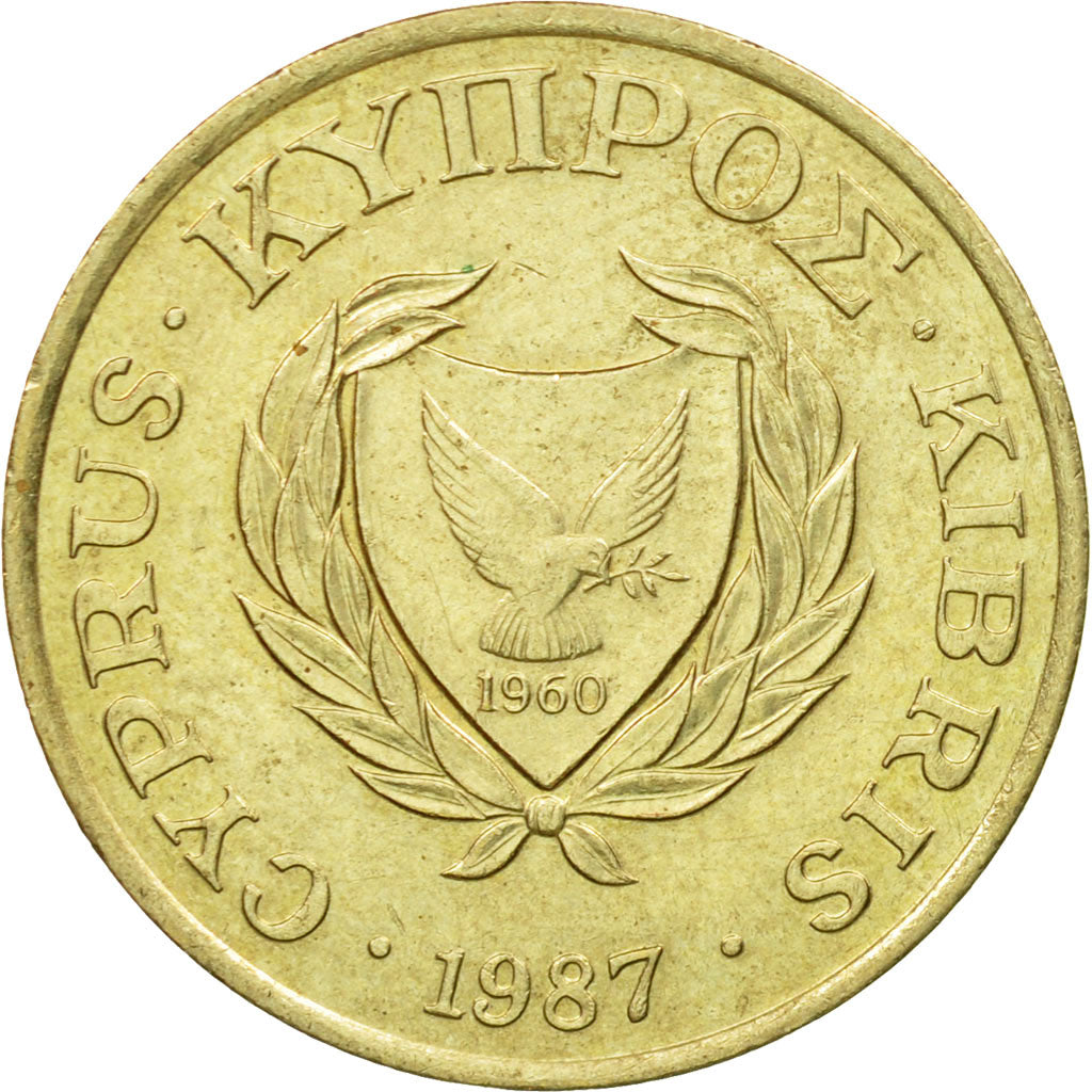 Coin, Cyprus, 5 Cents, 1987, EF(40-45), Nickel-brass, KM:55.2