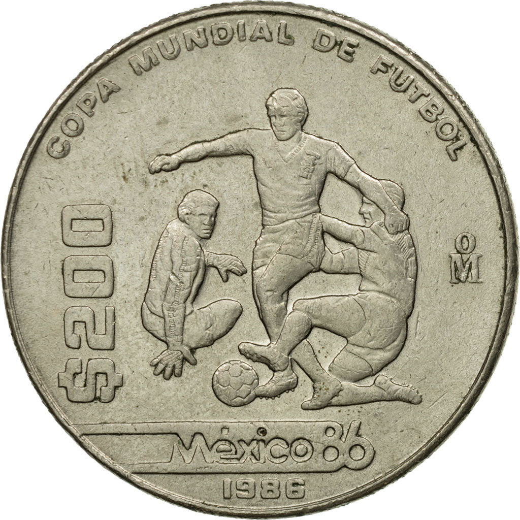 Moneda, México, 200 Pesos, 1986, Mexico City, MBC, Cobre - níquel, KM:525