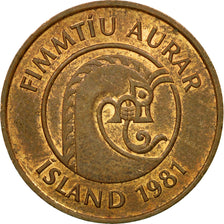 Coin, Iceland, 50 Aurar, 1981, EF(40-45), Bronze, KM:26