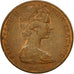 Moneda, Nueva Zelanda, Elizabeth II, 2 Cents, 1982, MBC, Bronce, KM:32.1