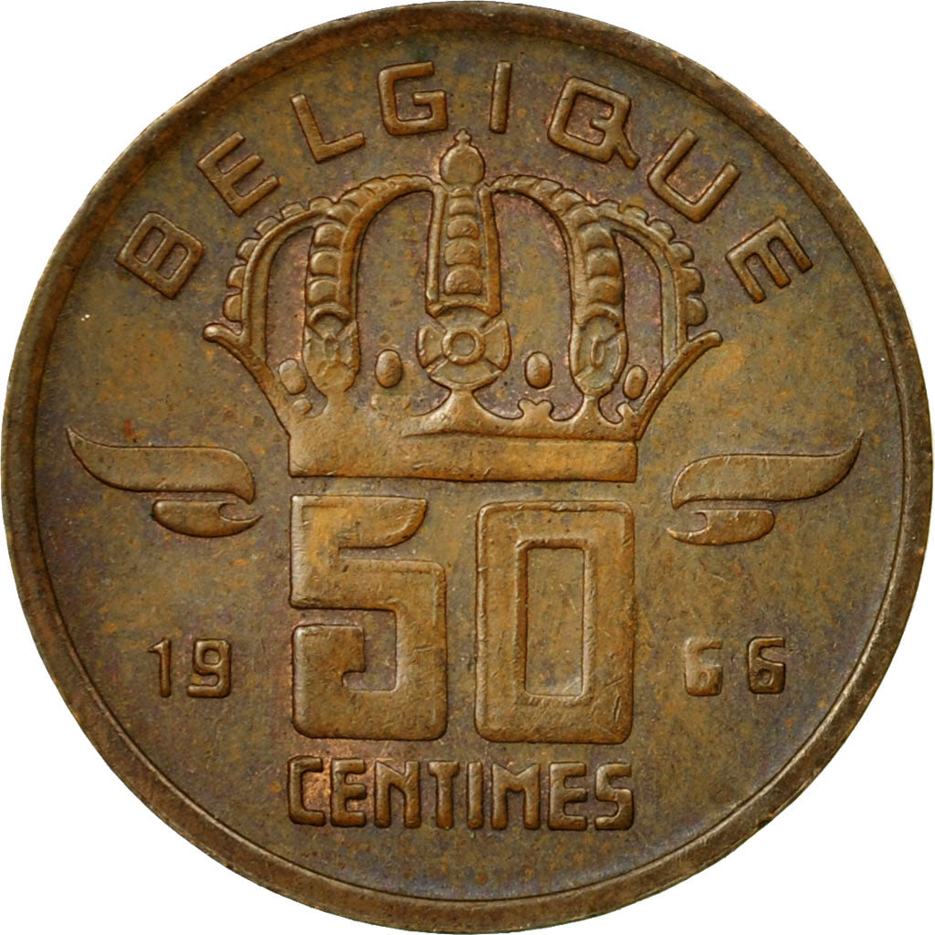Coin, Belgium, Baudouin I, 50 Centimes, 1966, EF(40-45), Bronze, KM:148.1
