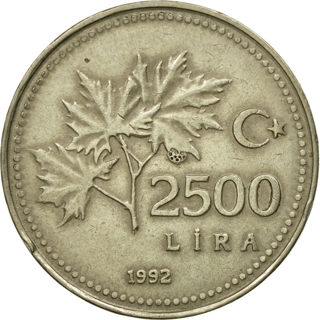 Münze, Türkei, 2500 Lira, 1992, SS, Nickel-Bronze, KM:1015