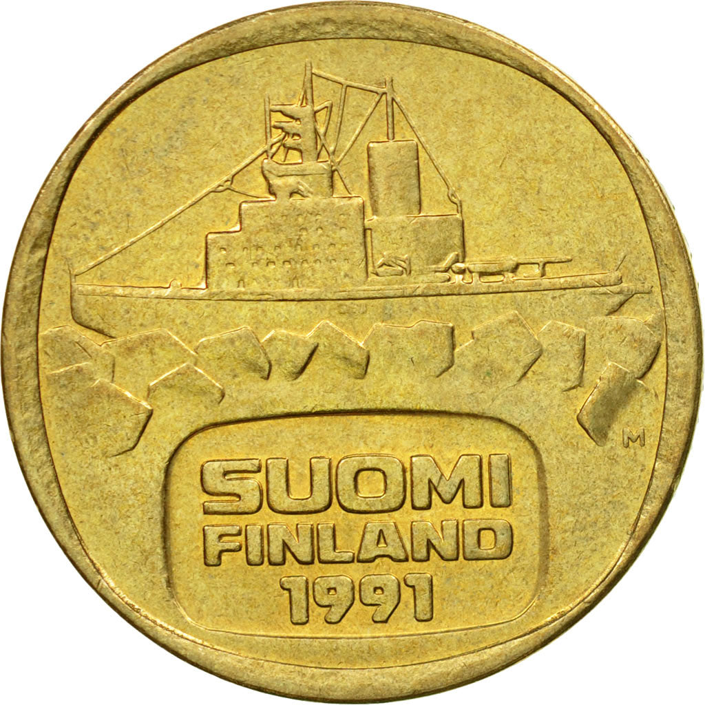 Coin, Finland, 5 Markkaa, 1991, EF(40-45), Aluminum-Bronze, KM:57