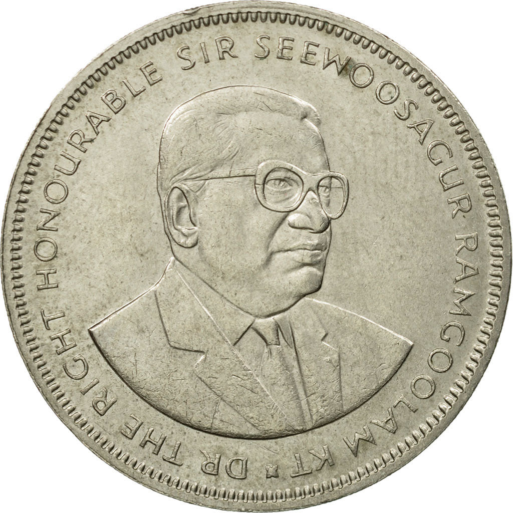 Coin, Mauritius, 5 Rupees, 1987, EF(40-45), Copper-nickel, KM:56