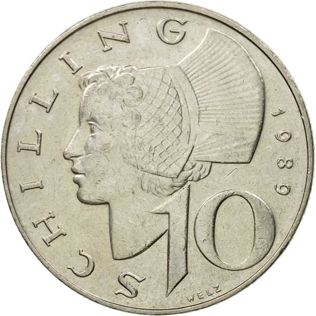 Coin, Austria, 10 Schilling, 1989, EF(40-45), Copper-Nickel Plated Nickel