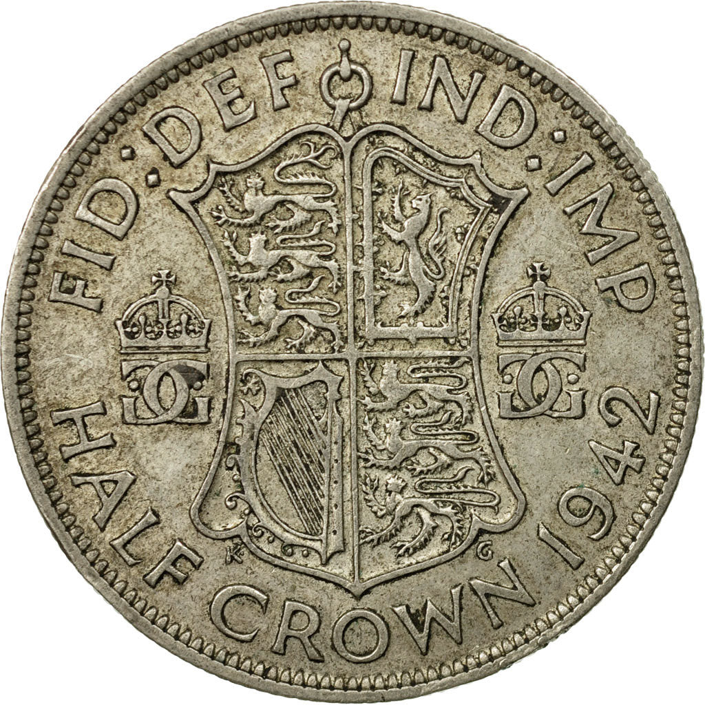 Coin, Great Britain, George VI, 1/2 Crown, 1942, EF(40-45), Silver, KM:856