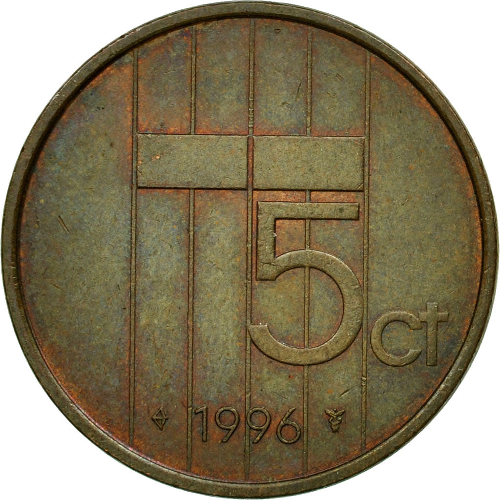 Münze, Niederlande, Beatrix, 5 Cents, 1996, SS, Bronze, KM:202