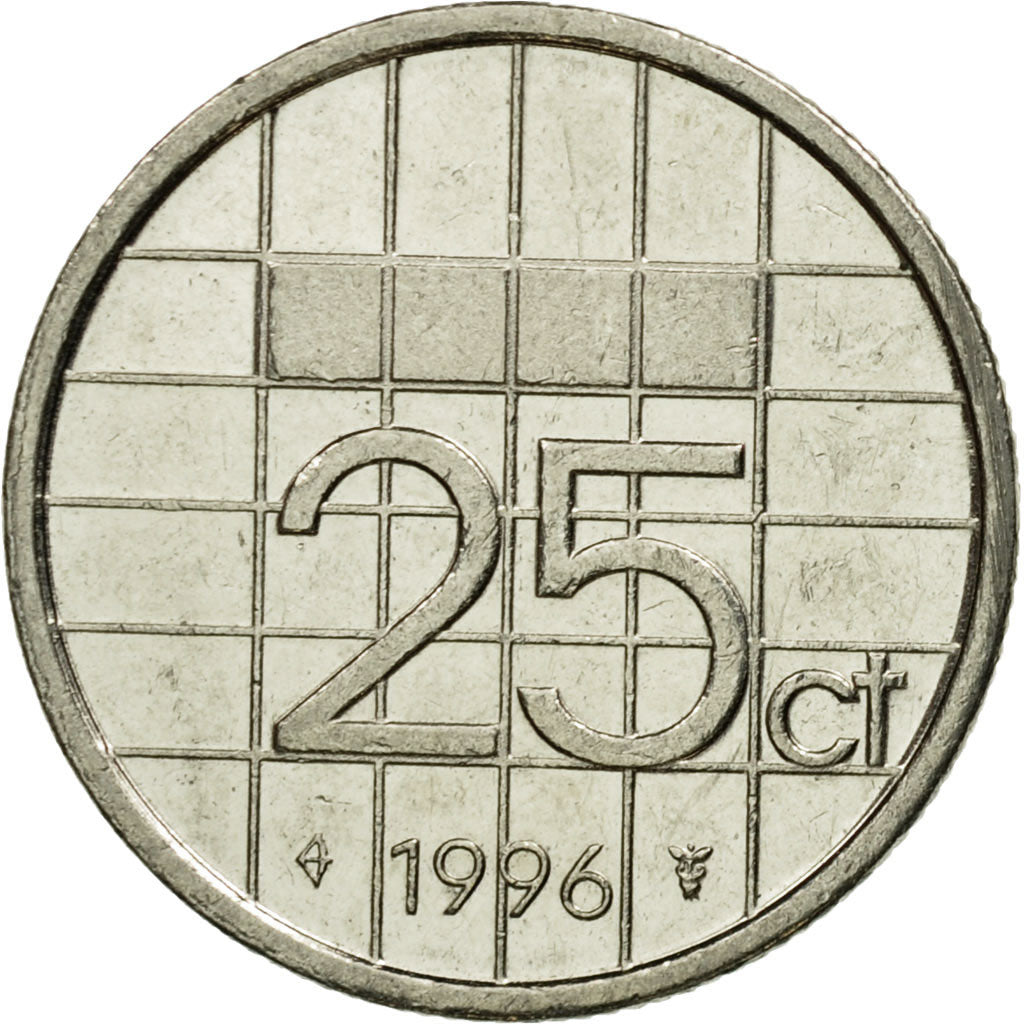Monnaie, Pays-Bas, Beatrix, 25 Cents, 1996, TTB, Nickel, KM:204
