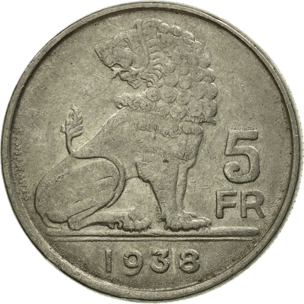 Coin, Belgium, 5 Francs, 5 Frank, 1938, EF(40-45), Nickel, KM:116.1
