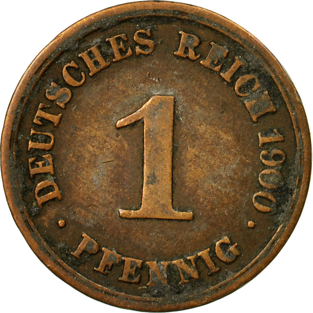 Coin, GERMANY - EMPIRE, Wilhelm II, Pfennig, 1900, Stuttgart, VF(30-35), Copper
