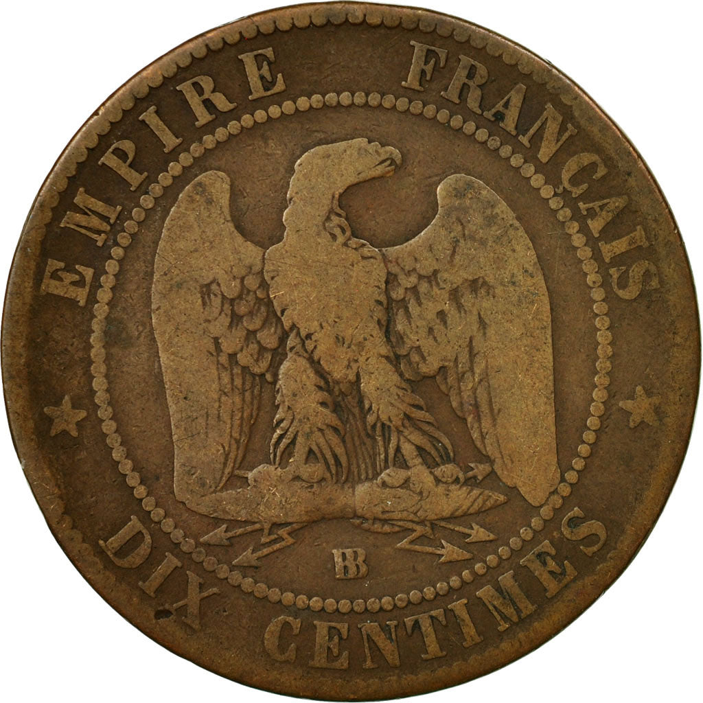 Munten, Frankrijk, Napoleon III, Napoléon III, 10 Centimes, 1861, Strasbourg