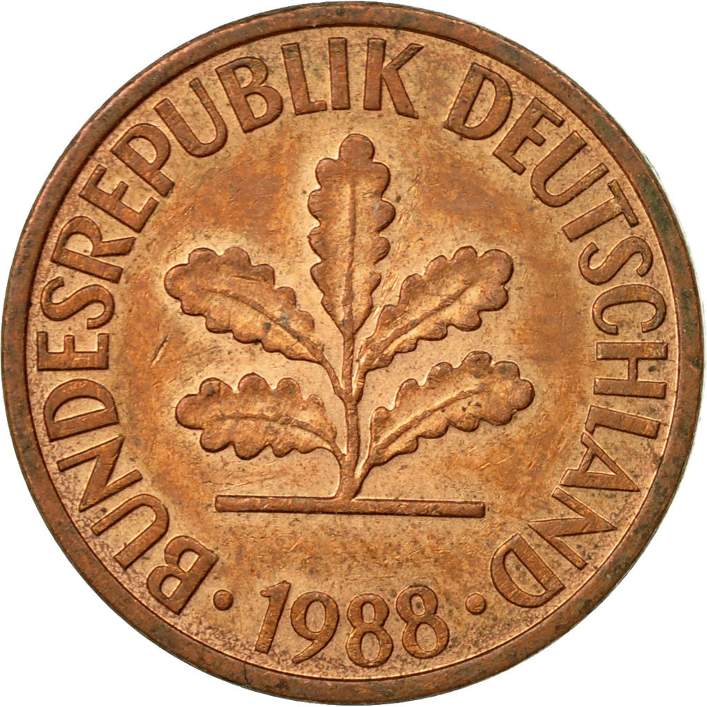 Moneta, GERMANIA - REPUBBLICA FEDERALE, 2 Pfennig, 1988, Karlsruhe, BB, Acciaio